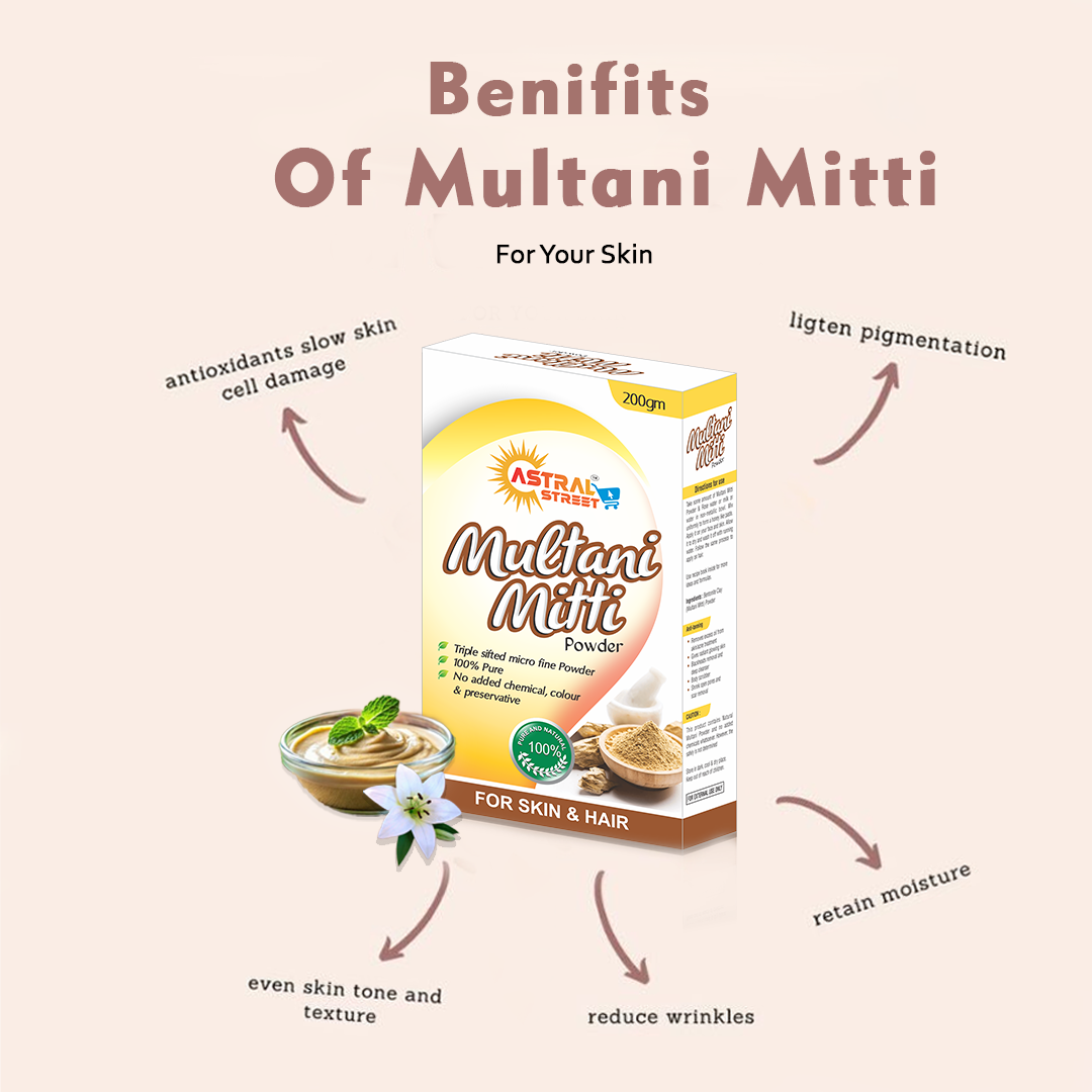 Pure Multani Mitti Powder – Natural Fuller’s Earth for Glowing Skin & Healthy Hair – 200g