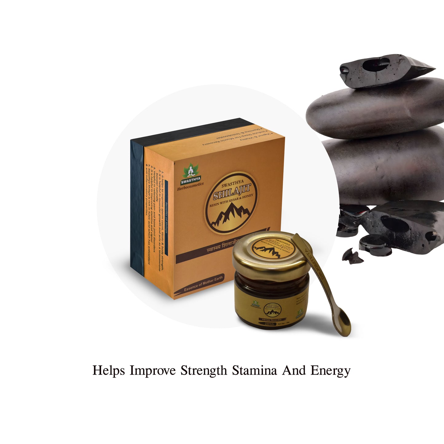 Swasthya Men’s Wellness Combo | Shilajit Resin (20g) + Paurush Stamina Capsules (60 Capsules) | Ayurvedic Herbal Supplement Pack