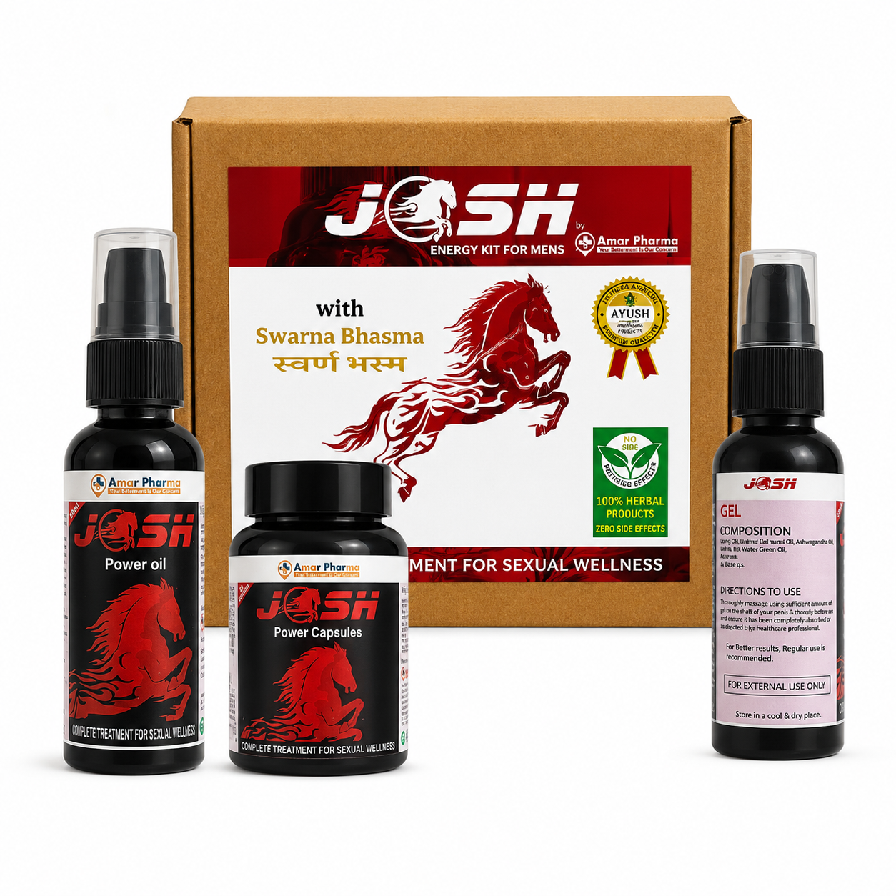 JOSH Power Oil | Herbal Massage Oil for Men | External Use