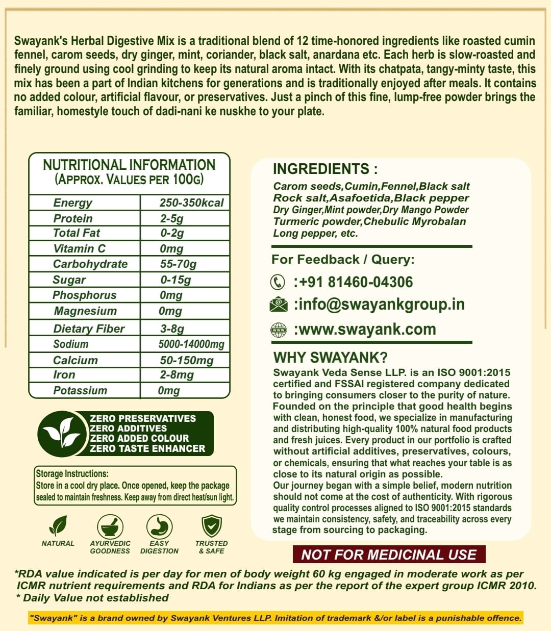 Swayank Veda Digestive Herbal Mix