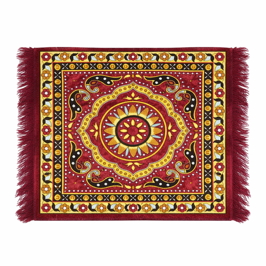 Astral Street premium Velvet Pooja Mat (24 x 24 Inches) – Mandir Pooja Aasan for Home Temple | Meditation & Havan Mat | Spiritual Prayer Cloth