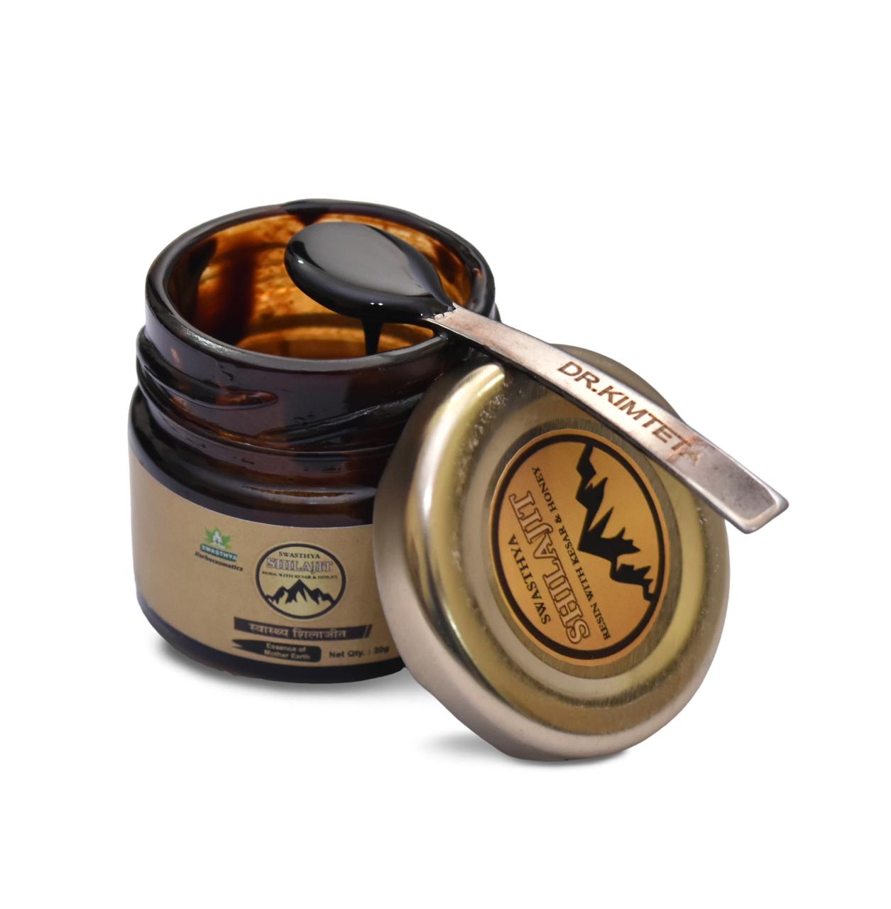 Swasthya Men’s Wellness Combo | Shilajit Resin (20g) + Paurush Stamina Capsules (60 Capsules) | Ayurvedic Herbal Supplement Pack